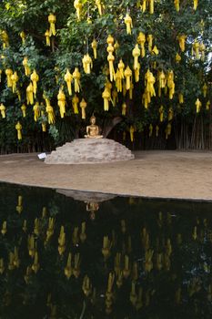 Wat Phan Tao, Chiang Mai Thailand 12.11.2015 famous teak temple with yellow lanterns. High quality photo