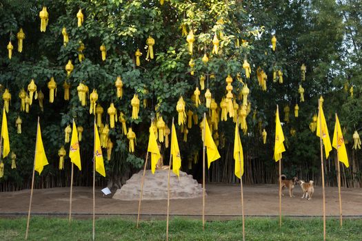 Wat Phan Tao, Chiang Mai Thailand 12.11.2015 famous teak temple with yellow lanterns. High quality photo