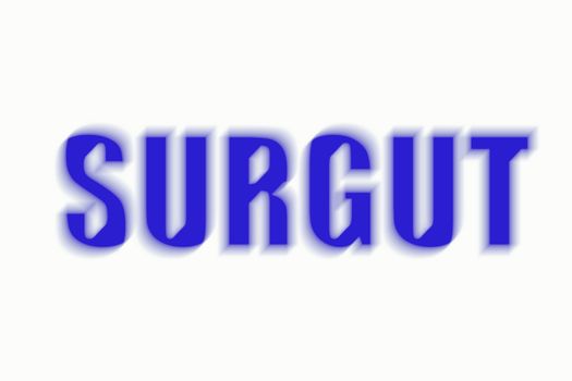 Lettering word city name. Front view