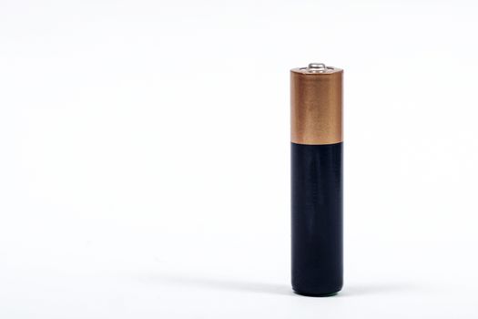The battery on the white background is isolate. Front view.