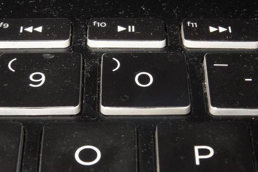 Dirty black keyboard. Background for text.