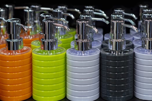Cosmetic dispensers on a black background