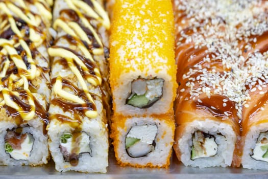Front view and selective focus. Japanese food.