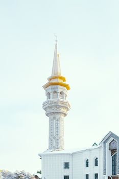 Muslim mosque in the Siberian city. View from below.