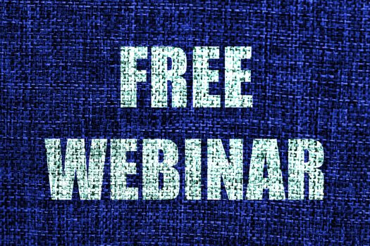 Textile colors classic blue background and words free webinar. Front view