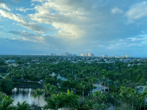 An aerial view of Naples, Florida from a high rise condominium.