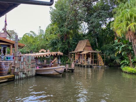 Orlando,FL/USA-10/21/20: A Jungle Cruise ride boat in the Magic Kingdom at  Walt Disney World Resorts in Orlando, FL.