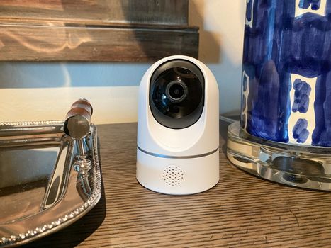 Naples, FL/USA - 10/31/20:  A Eufy security camera in a luxury condominium in Naples, Florida.