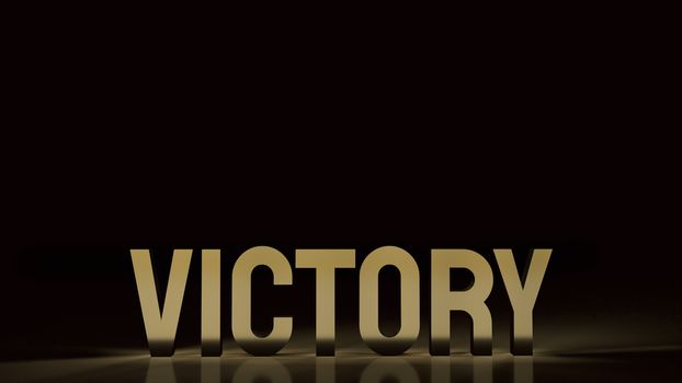 victory text gold surface in black background 3d rendering.