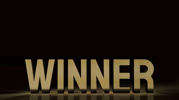 The winner text gold surface in black background 3d rendering.
