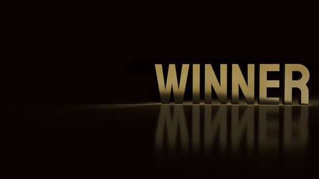 The winner text gold surface in black background 3d rendering.
