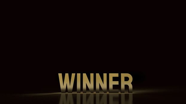 The winner text gold surface in black background 3d rendering.
