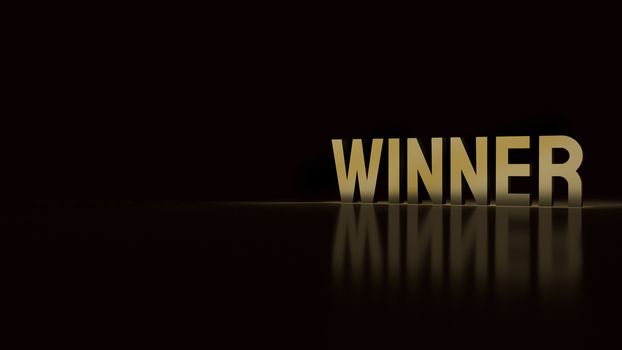 The winner text gold surface in black background 3d rendering.
