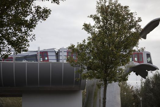 Spijkenisse,Holland,02-nov-2020:a metro has been shot through the buffer at the station de akkers in Spijkenisse in the Netherlands, no injuries were reported