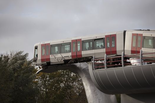 Spijkenisse,Holland,02-nov-2020:a metro has been shot through the buffer at the station de akkers in Spijkenisse in the Netherlands, no injuries were reported