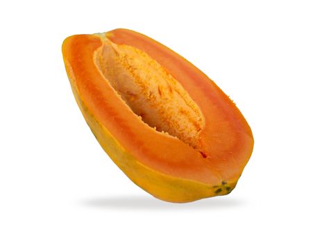 Orange half papaya isolated from white background