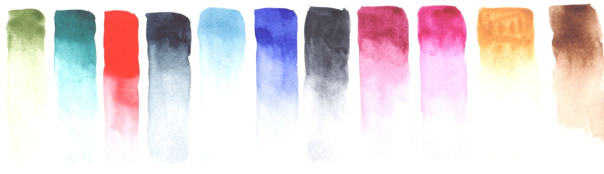 Watercolor Color Chart on white background