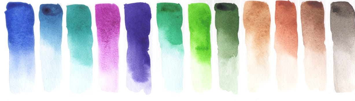 Watercolor Color Chart on white background