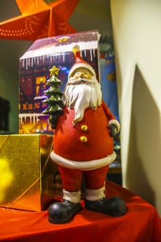 christmas decoration with santa claus and snowman