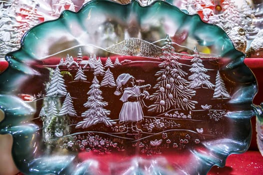 christmas decoration with santa claus and snowman
