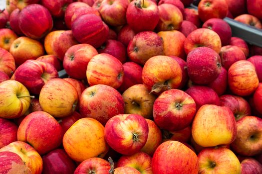 Colorful apples in an open market