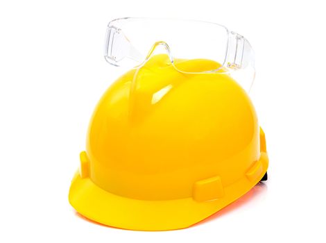 Glasses and helmet industry on a white background
