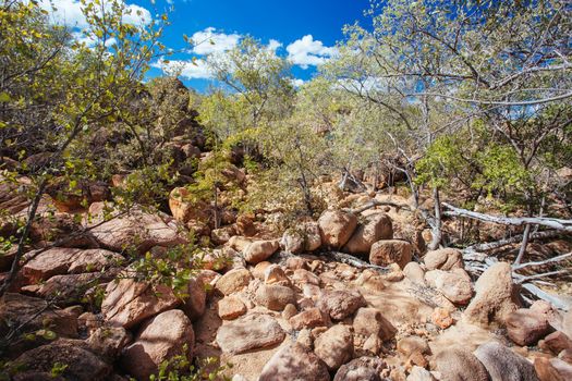 O'Brien's Creek and surrounding gem fossicking landscape near Mount Surprise in Queensland, Australia