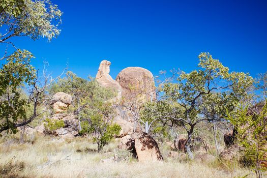O'Brien's Creek and surrounding gem fossicking landscape called Eagle Rock near Mount Surprise in Queensland, Australia