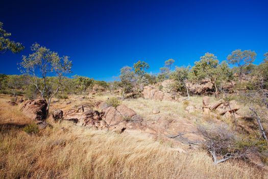 O'Brien's Creek and surrounding gem fossicking landscape near Mount Surprise in Queensland, Australia