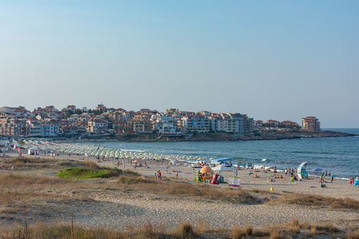 Seascape. Beach on The black sea coast (Sozopol, Bulgaria). Stock photo.