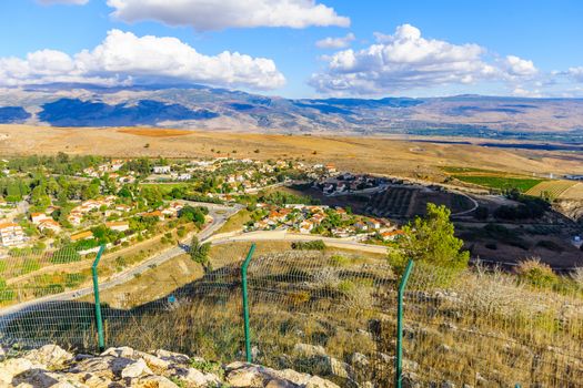 View of the town of Metula, and nearby landscape, Norther Israel, at the border with Lebanon
