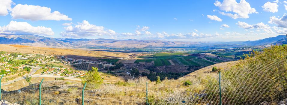 Panoramic view of the town of Metula, and nearby landscape, Norther Israel, at the border with Lebanon