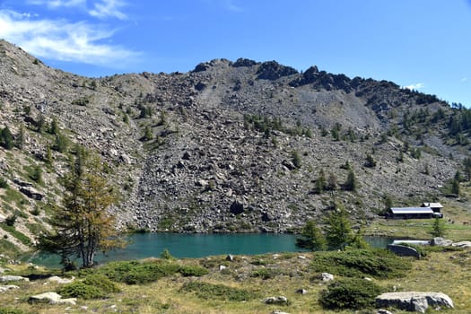 Lake Muffè, a small and colorful alpine lake, above Champorcher