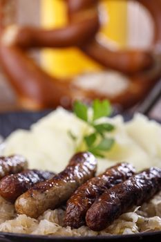 nuremberg sausages in a pan