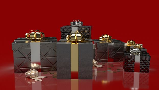 gift boxes on red background for shopping content 3d rendering.