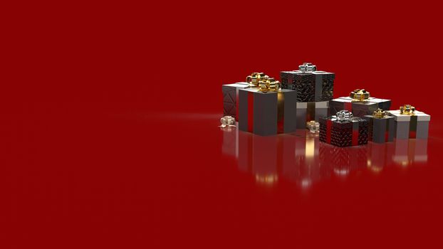 gift boxes on red background for shopping content 3d rendering.