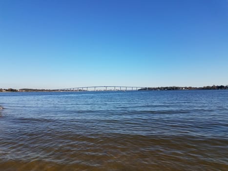 bridge at Solomons Island, Maryland and waves in water