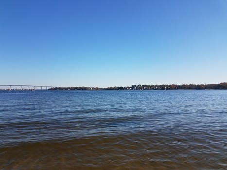 bridge at Solomons Island, Maryland and waves in water