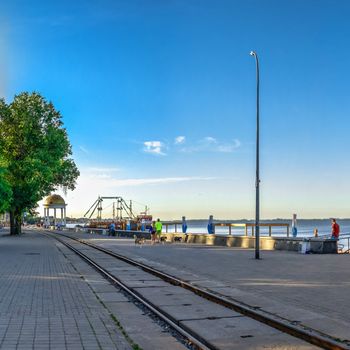 Berdyansk, Ukraine 07.23.2020. Embankment of the Azov Sea in Berdyansk, Ukraine, on an early summer morning