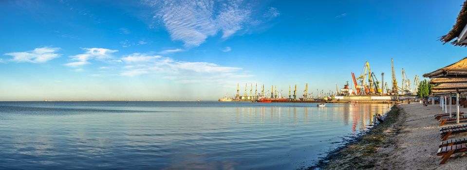 Berdyansk, Ukraine 07.23.2020. Coast of the Azov Sea in Berdyansk, Ukraine, in an early summer morning