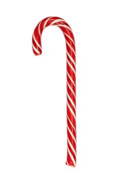 Christmas red striped candy cane isolated on white background