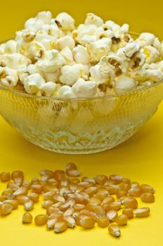 closeup of fresh made popcorn