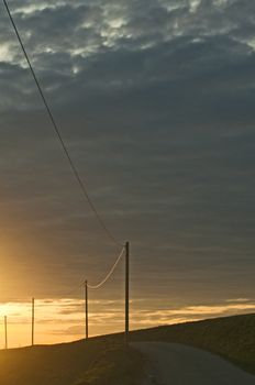 sunset in aerial contact line