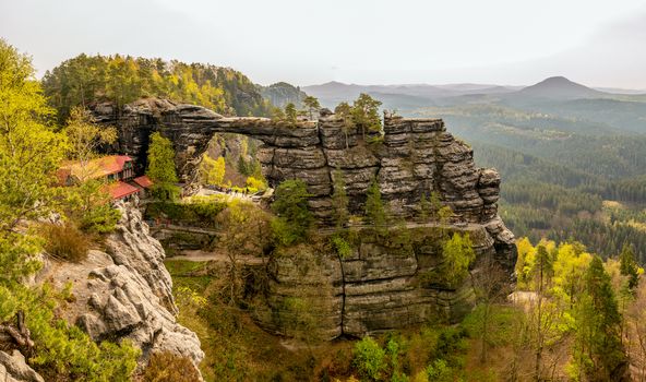 Pravcice Gate is the largest natural rock gate on the European and a national nature monument. It is the most beautiful natural formation in Bohemian Switzerland and is the symbol of the entire area.