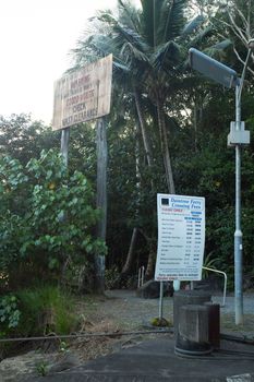 The Daintree River ferry crossing at sunset near the ferry crossing in far nth Queensland, Australia