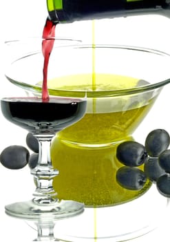 olive oil and red wine