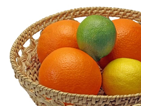 basket with fruits with black background