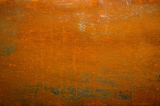 flat dry orange rusted iron surface close-up background and texture