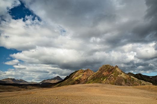 Mountains along the road to Langisjor lake in a summer day, Iceland