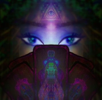 The Fortuneteller woman reads the future with cards